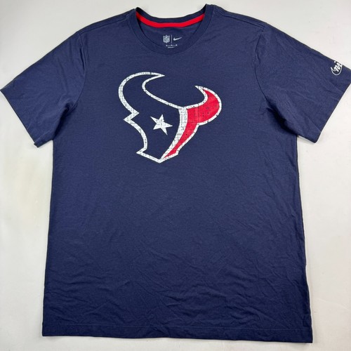 Nike Herren T-Shirt XL blau NFL Houston Texans Logo Grafik Baumwolle Polyestermischung