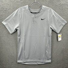 Nike Baseball Jersey Men Small Stock Vapor Select One Button Gray Black Henley 2