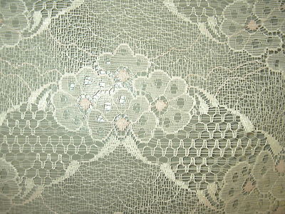 French Import lace drapery craft wedding fabric white pink floral 118'' w 20 yds