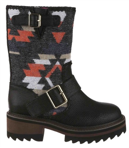 Irregular Choice Autumn Leaves Black Multi Womens Mid Calf Boots - Picture 7 of 7