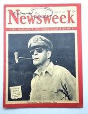 Vintage Newsweek Magazine  1945 General Douglas MacArthur "The Emperor's Boss"