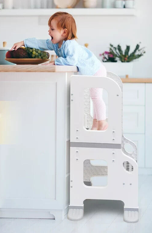 Kids Kitchen Buddy Helper 2 in 1 Step Stool Ages 1 to 3 Safe Up To