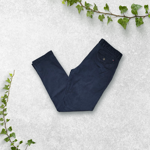 Tommy Hilfiger Chinos Mens 32W 32L Navy Custom Fit Stretch Cotton Trousers