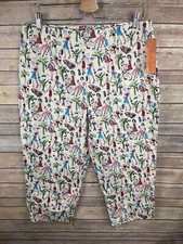 Vintage Bonjour Size 14 NEW Capri Pants Cafe Trees Dog Graphics 90s Zip Side