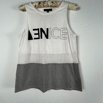 Sanctuary Women Small White Cotton Crewneck Venice Freestyle Tank Top New $58