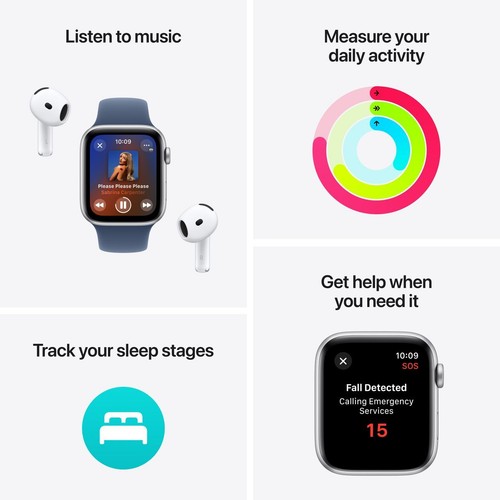 Apple Watch SE 2nd Gen 40 mm Silver w/ Denim Sport Band – New - Picture 3 of 8