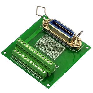 Electronics-Salon DIN Rail Mount 24-Pin 0.085 Centronics Female Ribbon Connector Interface Module Screw Terminal Block Breakout Board.