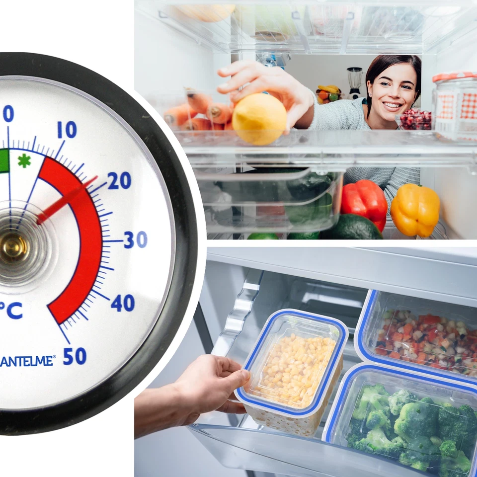 3 Stück Kühlschrank Thermometer Set Selbstklebend Schwarz Analog Gefrierschrank - Bild 3 von 4