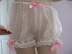 white Nylon Frilly bloomers lace  Sissy Knickers Sheer feminine Lingerie vintage