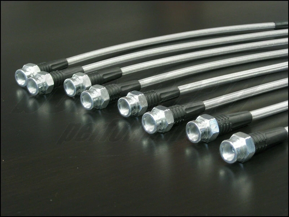 Líneas de freno trenzadas de acero inoxidable Techna-Fit 1983-1989 Mitsubishi Starion Foto 3 de 4