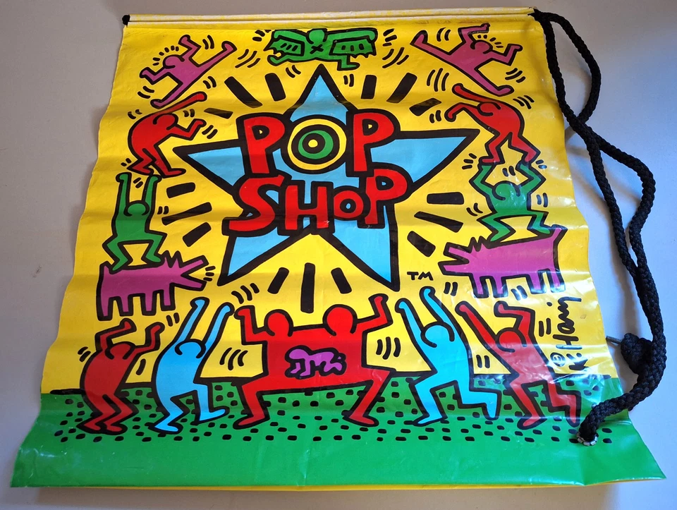Bolso de Mano De Colección Keith Haring NYC Pop Shop Plástico con Cordón 1986 - Warhol Foto 3 de 4