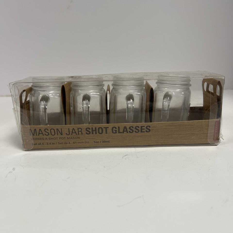 Mason Jar Shot Glasses Set Of 4 Trident Booksellers Brand eBay
