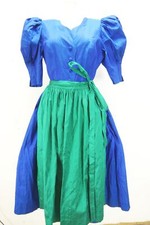 Festliches Landhaus Dirndl Blau aus Seide neuwertig Handarbeit und Schürze Gr.40