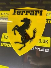 Acrylic Stylish Ferrari Car/Man Cave/Novelty Sign -Yellow Base/Black Font