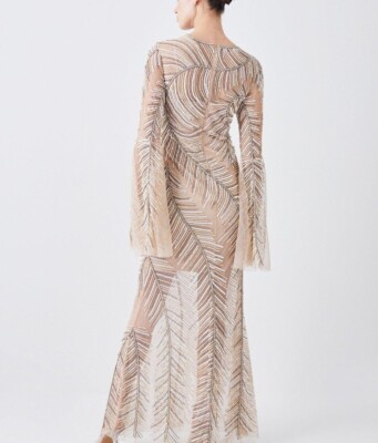 Petite Heather Cristal Embelished Maxi Dress Petite Uk 10 New Cream Beige.  | eBay UK
