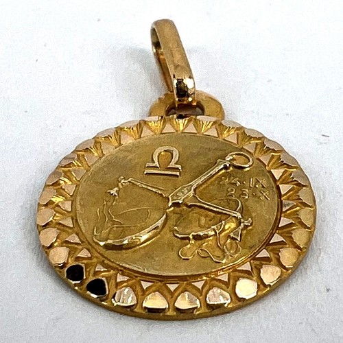 Französische Waage Sternzeichen Sternzeichen 18K Gelbgold Perroud Charm Anhänger - Bild 13 von 14