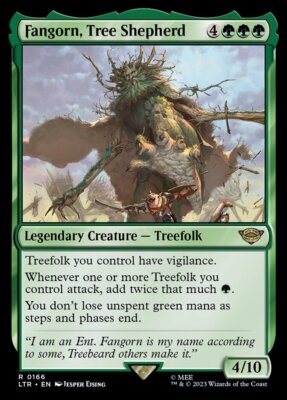 mtg lord of the rings green cards MTG Lord of the Rings R Fangorn, Tree Shepherd #0166