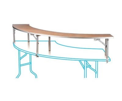 7.25 ft Wood Semi Circular Outer Bar Top Riser With Clamp Height Increaser