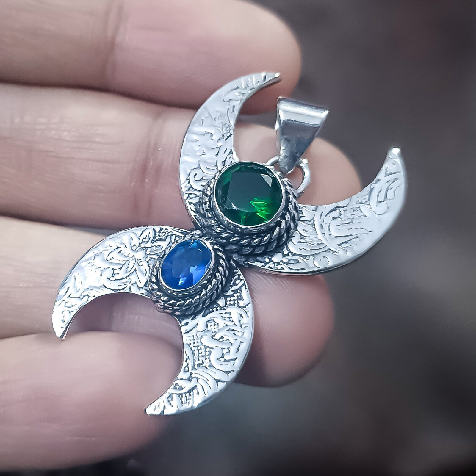 Collier pierre de lune arc-en-ciel et topaze bleue fait main en argent sterling 925, collier chaîne réglable, bijoux élégants, cadeaux d'anniversaire - Canada