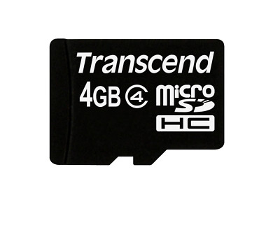 Transcend 4GB microSDHC Class 4 (Standard) Memory Card with Adapter, TS4GUSDHC4