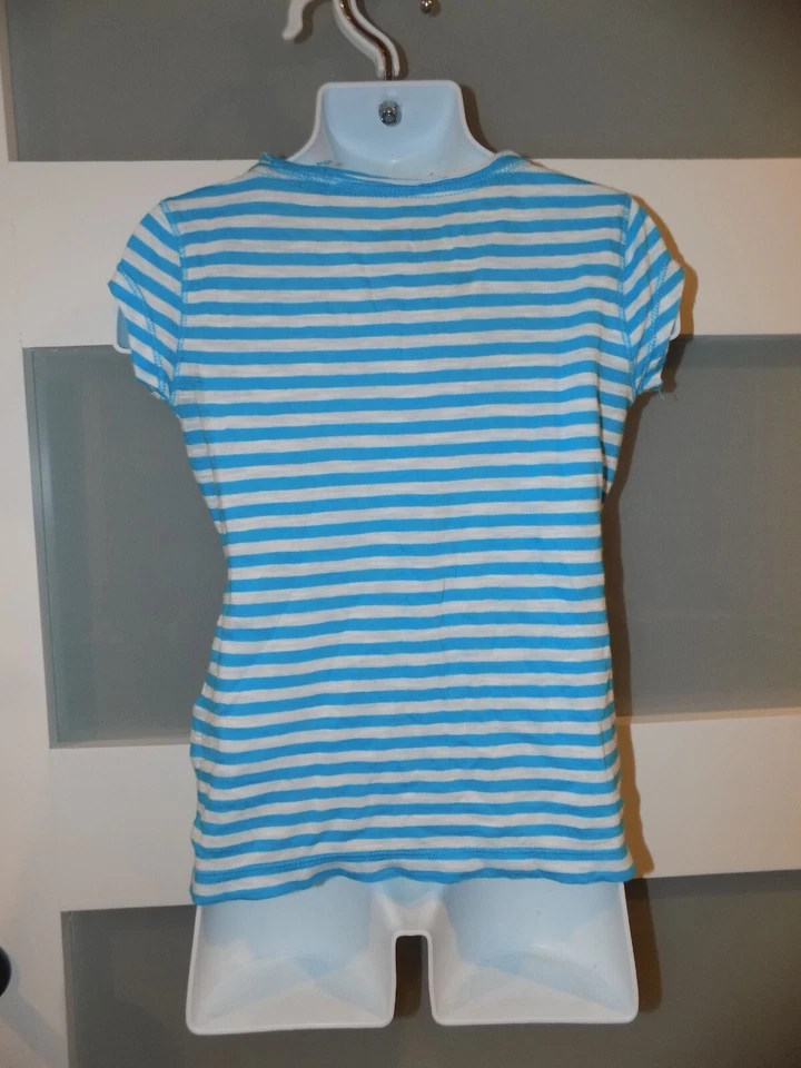 P.S. Aeropostale Blue & White Striped Cap Sleeve Shirt Size 4 Girls NEW - Image 3 of 3