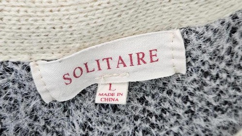 Anthropologie Solitaire Cream Striped Fuzzy Cardigan Size Large - Picture 6 of 8