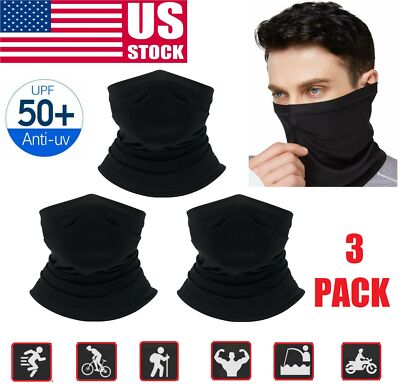 3 PACK Neck Gaiter Bandana Face Cover Windproof Mask Headband Balaclava Scarf US