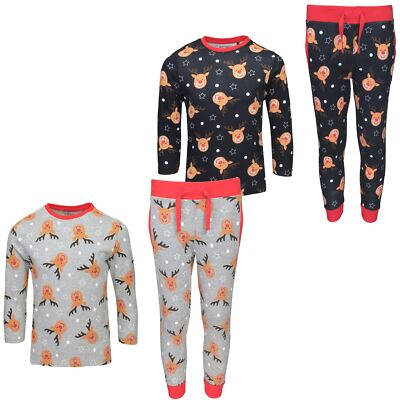Xact Jungen/ Kinder Weihnachts-Rentier Druck-Pyjama-Schlafanzug-Set