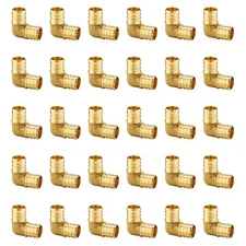 EFIELD 30PCS 3/4" x 3/4"  90 Degree Elbow Pex Brab Crimp Brass Fittings,No Lead