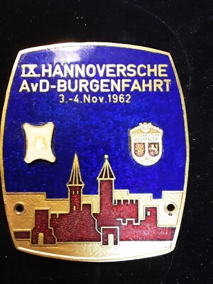 121841, AvD Plakette ''IX. Hannoversche AvD-Burgenfahrt, 3.-4.November 1962''