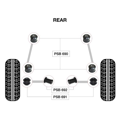 8x Lexus GS (98-05) Full Rear Polyurethane Bushings Kit - Picture 2 of 4