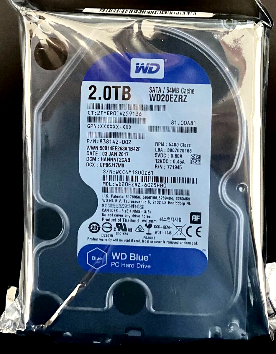 3) WD BLUE WD20EZRZ 2TB HDD 4台セット 3) WD BLUE WD20EZRZ 2TB HDD