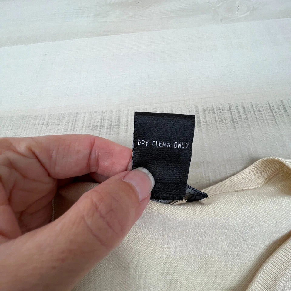 Willi Smith Womens Cardigan Sweater Large Cream Silk Blend 3/4 Sleeves New - Image 4 of 4