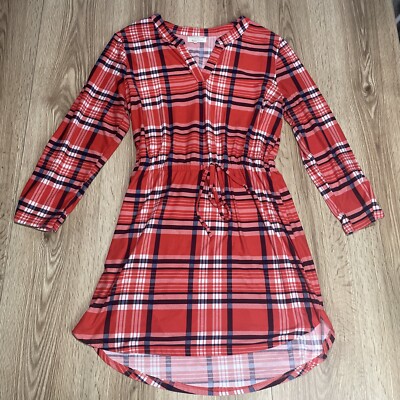Bobbie Brooks Shirt Dress Size Xl Womens Multicolor Plaid Sueded Hi Lo