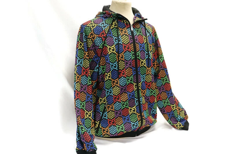 GUCCI GG Maglione con cappuccio monogramma arcobaleno con cerniera ORGOGLIO