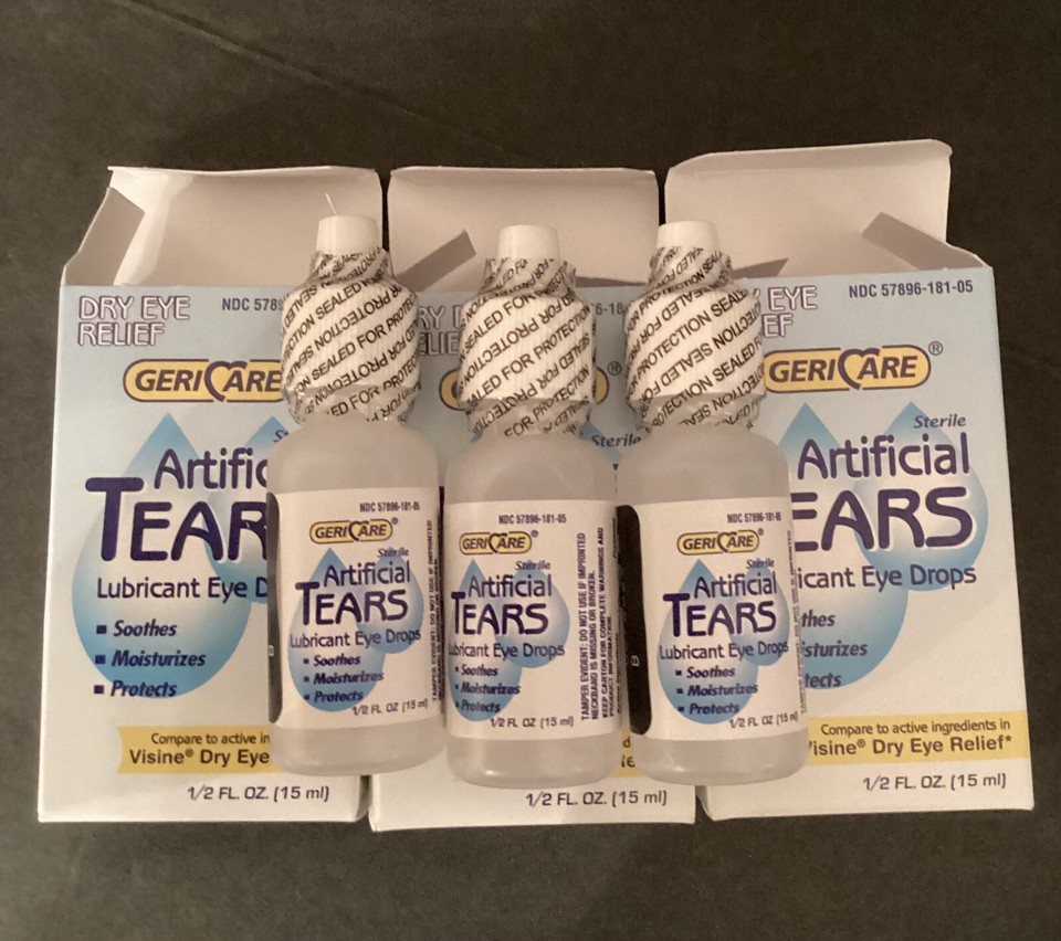 Gericare Sterile Artificial Tears Lubricant Drops Dry Eye Relief 1/2 Oz