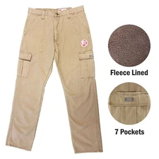 Wrangler Men's Elm Khaki Pant Fleece Lined Cargo Relaxed Fit Five Star (S01)
