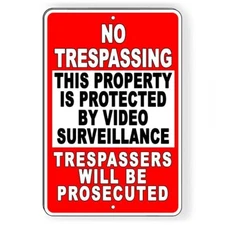 Property Protected By Video Surveillance Sign / Decal  Warning Security Camera 