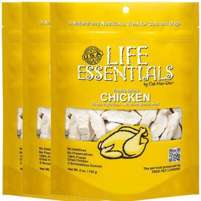 Life Essentials Chicken Treats for Dogs and Cats 5oz Pack of 3 All Natural