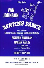 Mating Dance Herald Flyer Ad, Van Johnson, Richard Mulligan, OBC, Pre-B'Way 1965