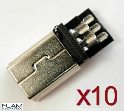 10x Connecteur à souder Mini USB type B Male - 10pcs connector to solder - Photo 1/4