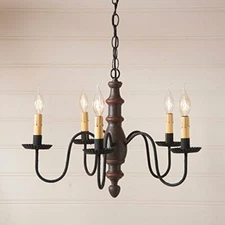 Classic Primitive 5 arms Light Country Inn Wood Chandelier In Americana Espresso
