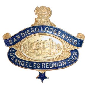 1909 B.P.O.E. Elks San Diego Lodge No 168 Medal Badge Pin BPOE California