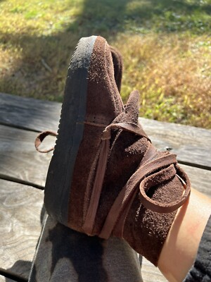 Steger Mukluk Leather Lace Up Moccasin Bootie Dark Brown Size 5