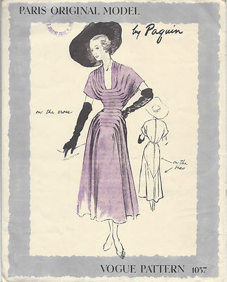 Vintage VOGUE Schnittmuster KLEID B32 (1262) von ''Paquin'' von 1949 