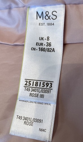 MARKS & SPENCER LIMITED EDITION Pink Faux Leather Biker JACKET Size 8-Pre Owned - Picture 8 of 8