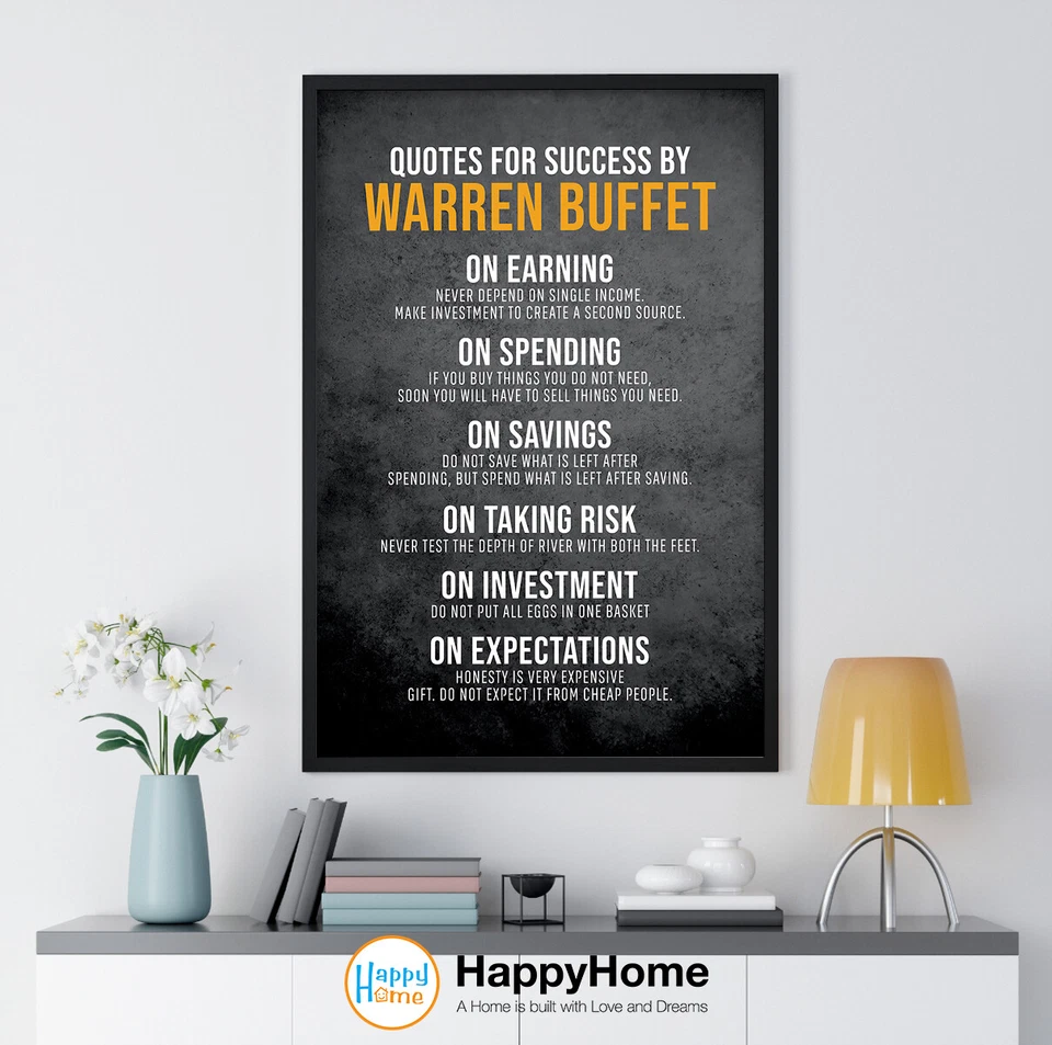 Póster inspirador de arte de pared motivacional Citas para el éxito de Warren Buffett Foto 3 de 4
