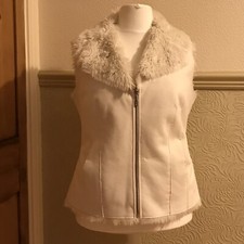 John By John Richmond Size 18 Cream Faux Suede Gilet