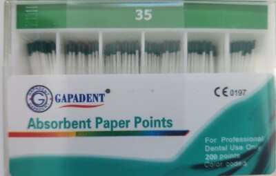 Gapadent Absorbent Paper Points Size 35 Dental Box of 200