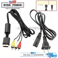 AC Cable Power Supply Adapter Cord+Audio AV RCA For Sony Playstation 1/2 PS2 FAT